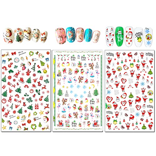 TailaiMei 15 Sheets Christmas Nail Stickers, 7 Sheets Nail Wrap Stickers and 8 Sheets Nail Decals Stickers, Full Wraps Strips and Self-Adhesive Set for DIY Nail Art (1000Pcs) - Image 5