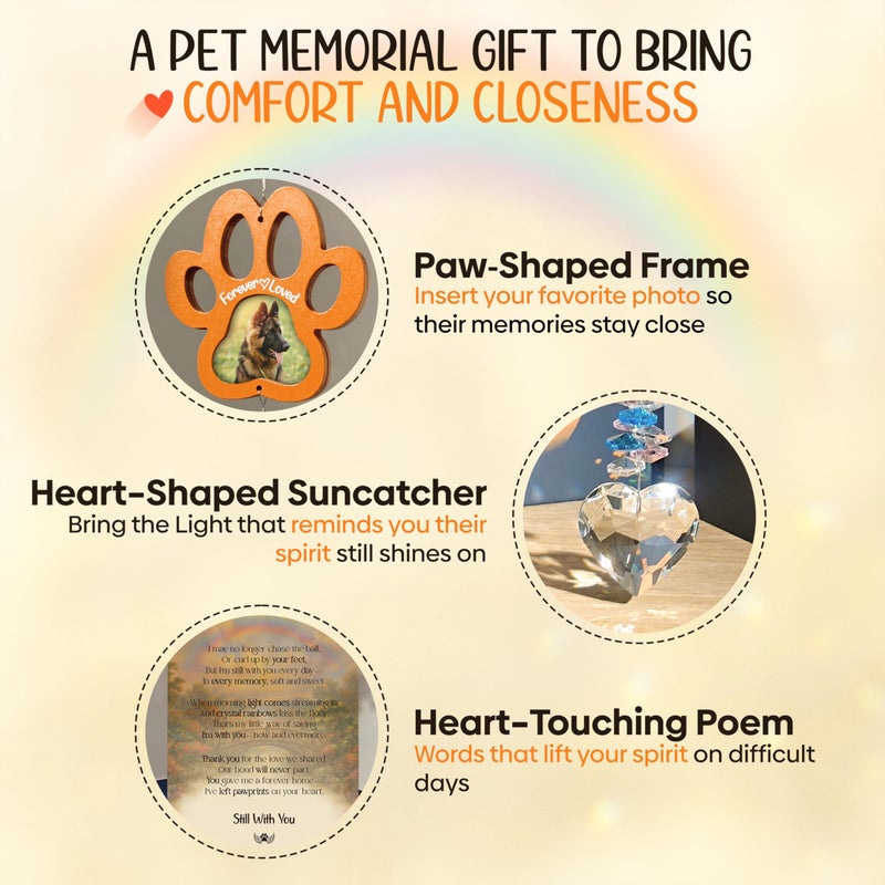 Captain Decor Personalized Brown Pet Memorial Gifts for Dogs - Rainbow Bridge Sympathy Hanging Crystal Suncatcher for Loss of Dog or Cat - Bereavement Remembrance Gift for Pet Passing - Image 2