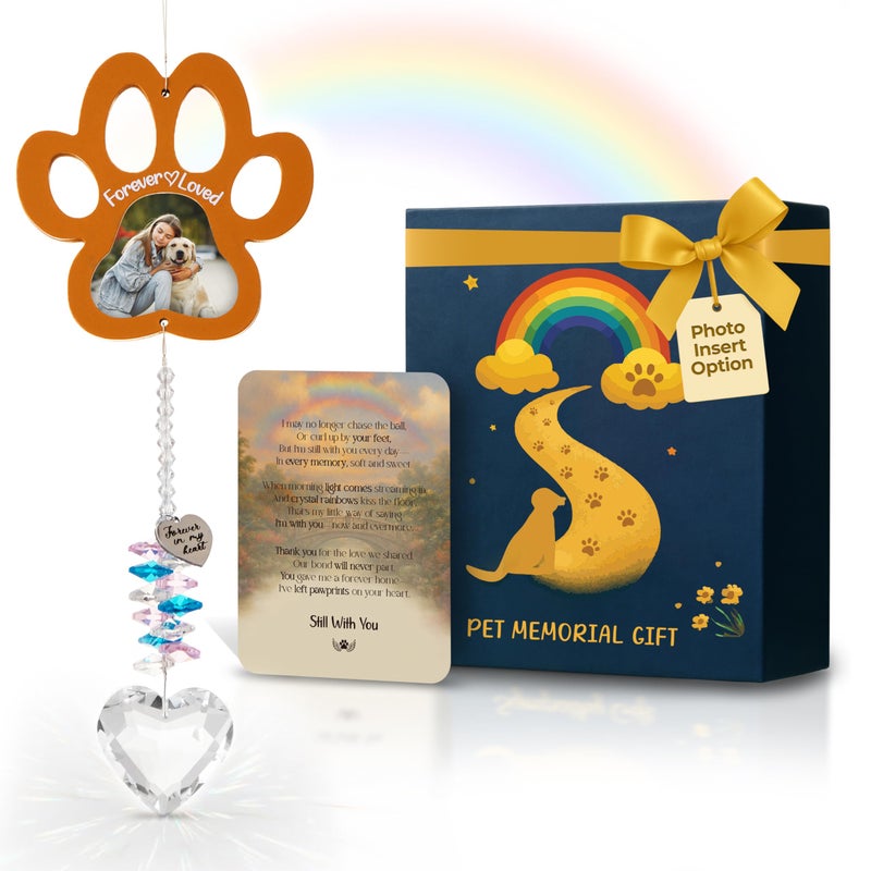 Captain Decor Personalized Brown Pet Memorial Gifts for Dogs - Rainbow Bridge Sympathy Hanging Crystal Suncatcher for Loss of Dog or Cat - Bereavement Remembrance Gift for Pet Passing - Image 1