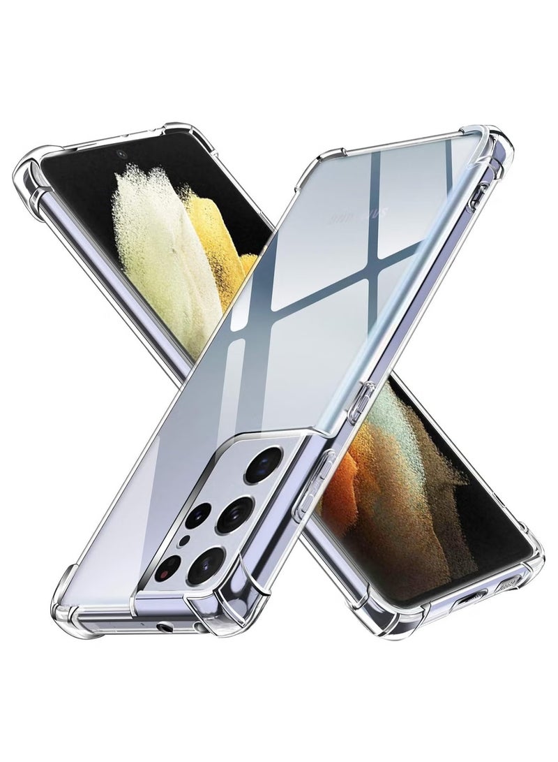 PROMASS Clear Silicone Case for Samsung Galaxy S21 Ultra with Shockproof Protective Corners Thin Soft Transparent Protective Flexible TPU Transparent Mobile Phone Case Scratch-Resistant Case Cover (Clear)