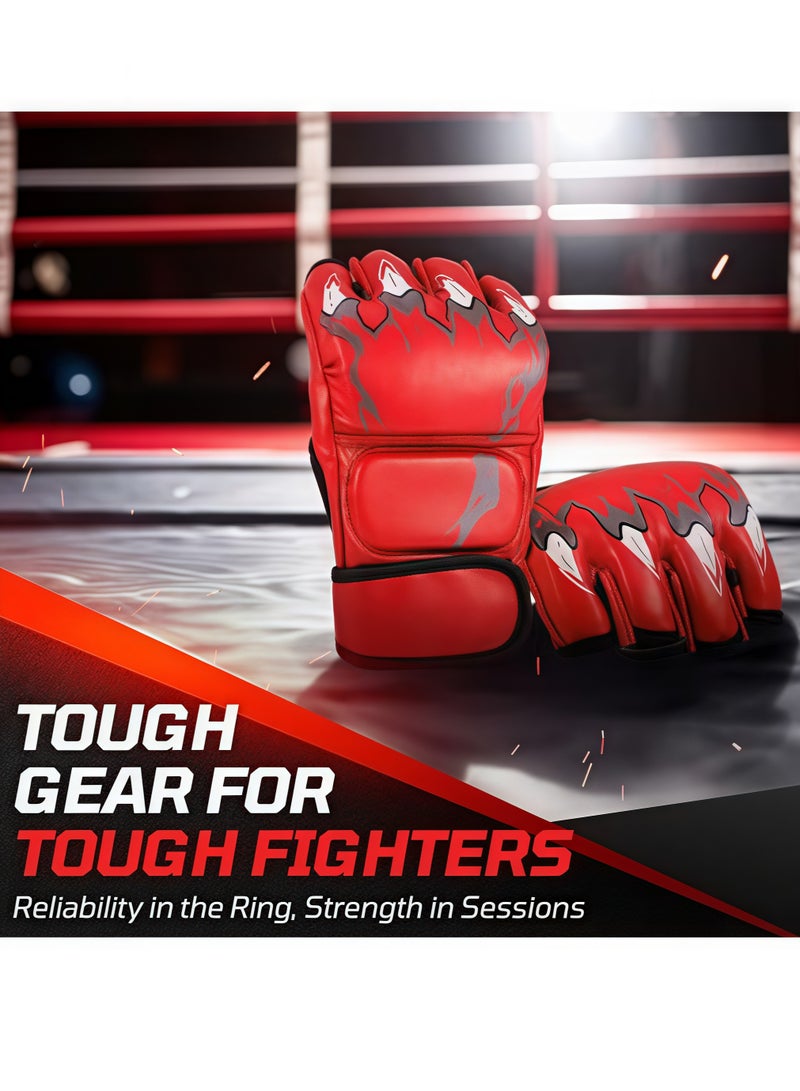 Generic Boxing training gloves, fighting gloves, boxing gloves, training gloves, half-finger boxing gloves, the cotton inside the gloves can fully cushion the shock, the gloves are 1.1mm thickened leather, durable, wear-resistant and tear-resistant, suitable for fighting training, boxing training, hitting sandbags, Sanda, sandbag fighting training, Muay Thai, red - Image 3