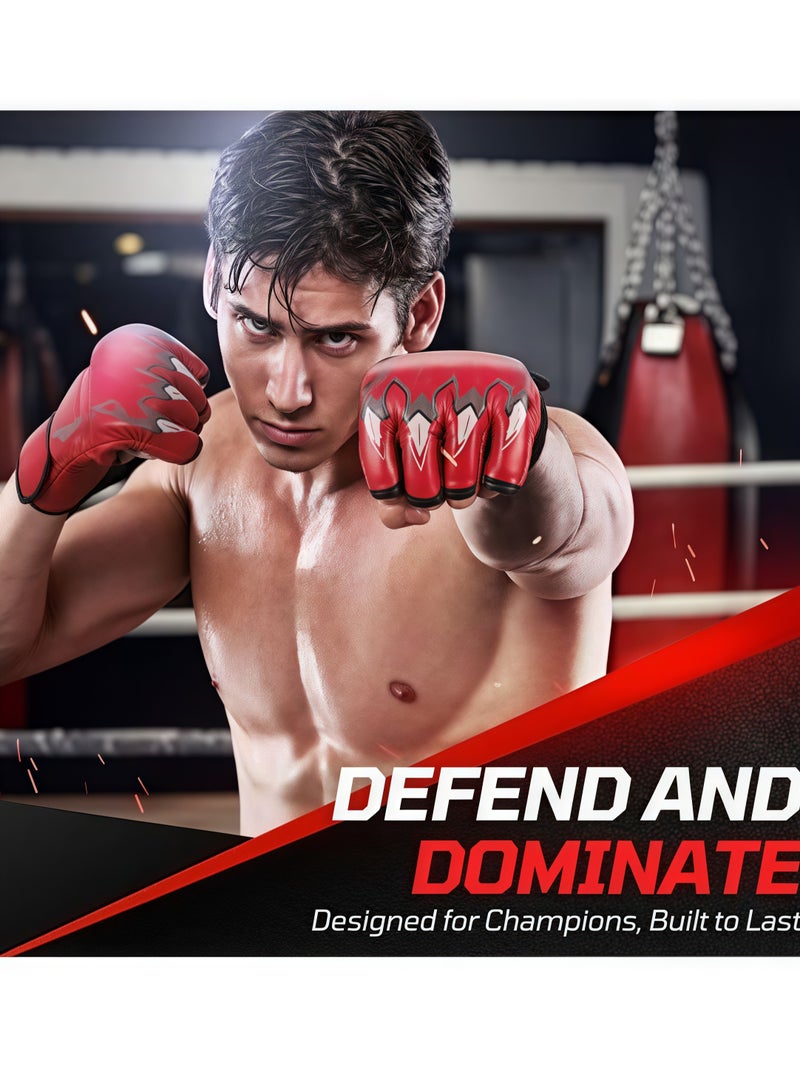 Generic Boxing training gloves, fighting gloves, boxing gloves, training gloves, half-finger boxing gloves, the cotton inside the gloves can fully cushion the shock, the gloves are 1.1mm thickened leather, durable, wear-resistant and tear-resistant, suitable for fighting training, boxing training, hitting sandbags, Sanda, sandbag fighting training, Muay Thai, red - Image 4