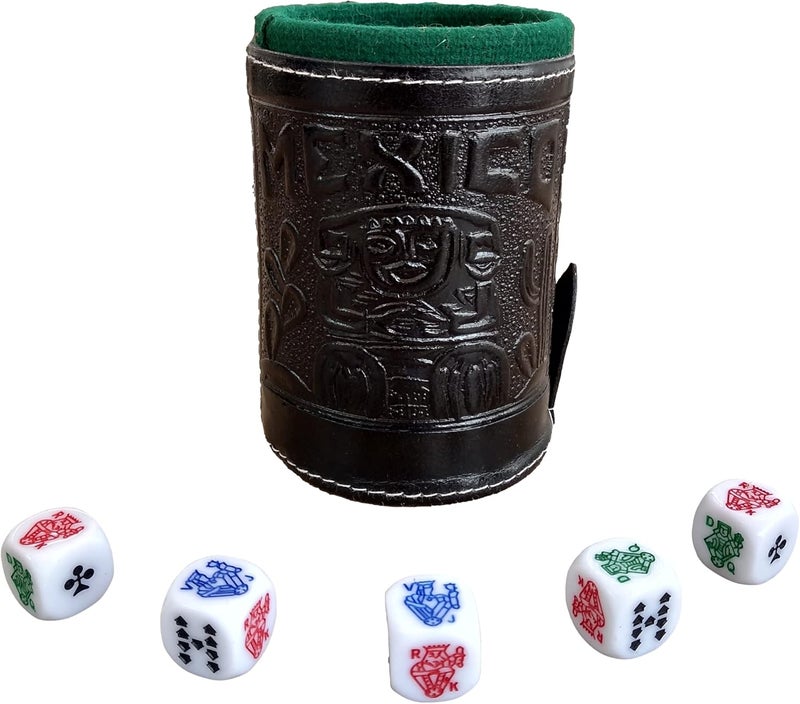 marquez Cup Poker dice Game Set with Cup Leather Lined (cubilete)…Black - Image 1