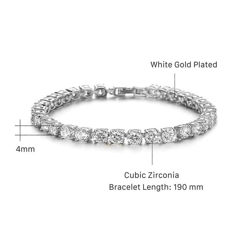ElegGlo 14K Silver Plated Tennis Bracelet Set Cubic Zirconia Classic Adjustable Bracelet Silver Bracelets for Women Birthday Mother's Day Wedding Gift - Image 2