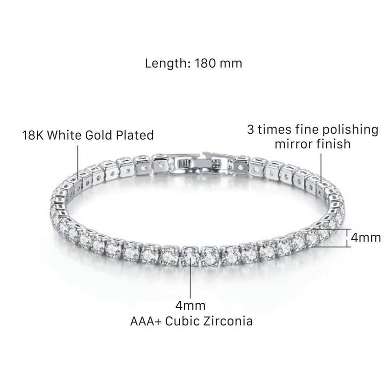 ElegGlo 14K Silver Plated Tennis Bracelet Set Cubic Zirconia Classic Adjustable Bracelet Silver Bracelets for Women Birthday Mother's Day Wedding Gift - Image 4