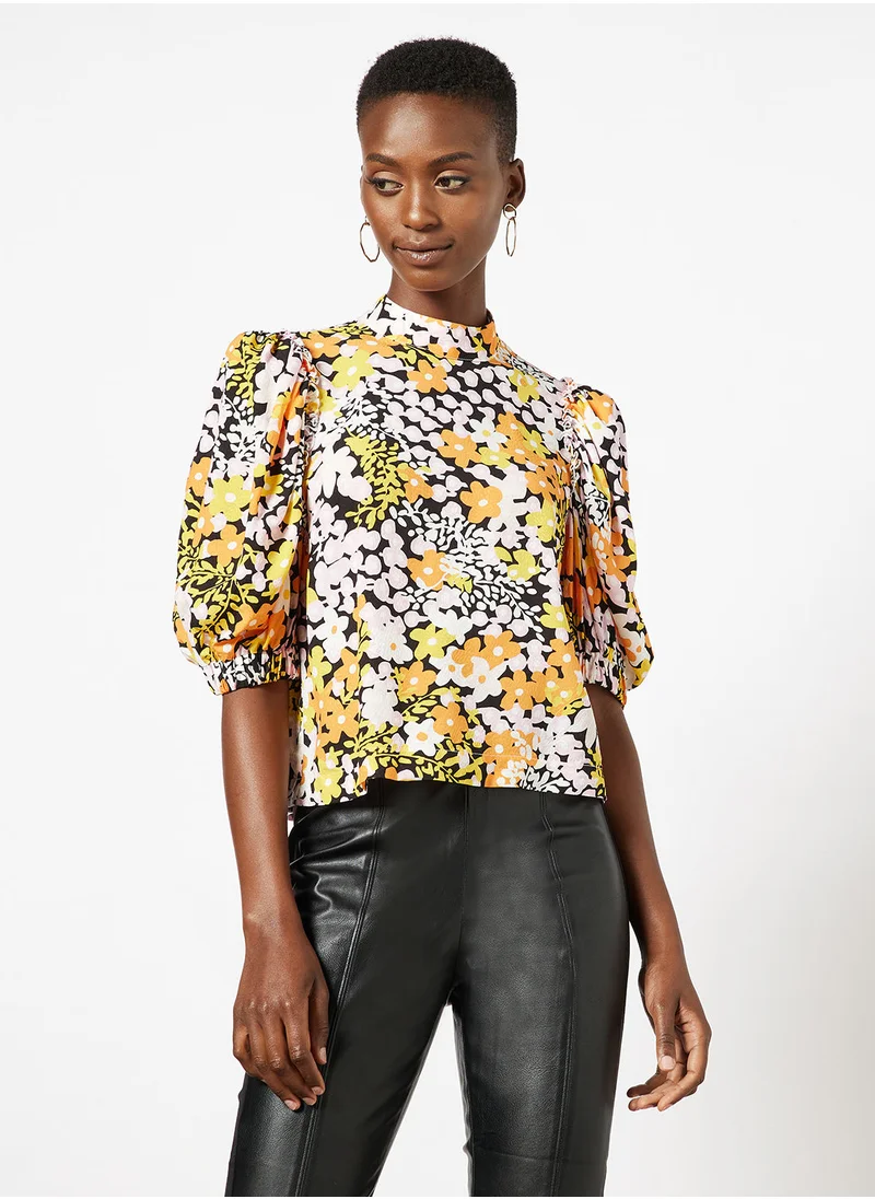 Ted Baker Puff Sleeve Floral Print Top