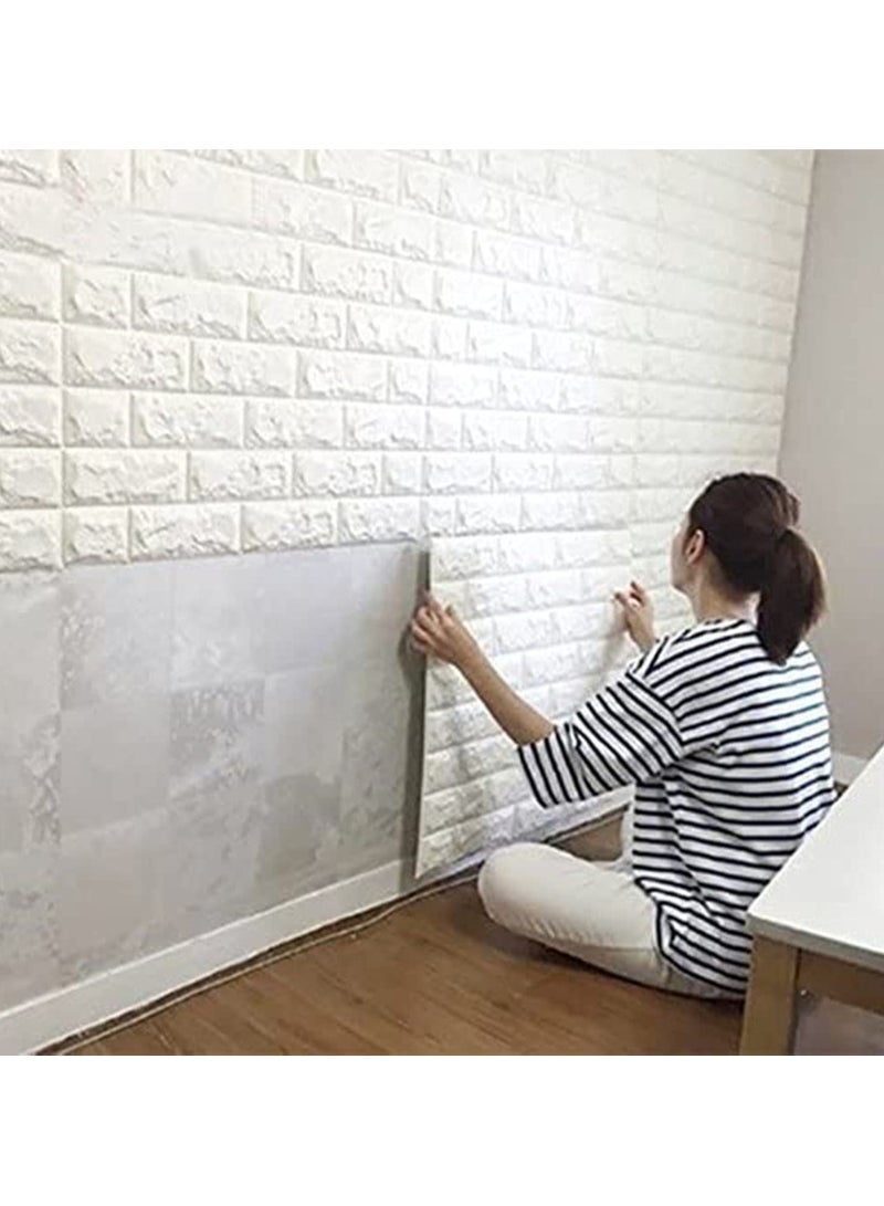 LINGWEI 10PCS 3D Brick Wall Stickers PE Foam Self Adhesive Wallpaper Removable and Waterproof Art Wall Tiles For Bedroom Living Room Background TV Decor - Image 1