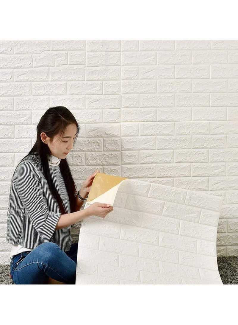 LINGWEI 10PCS 3D Brick Wall Stickers PE Foam Self Adhesive Wallpaper Removable and Waterproof Art Wall Tiles For Bedroom Living Room Background TV Decor - Image 3