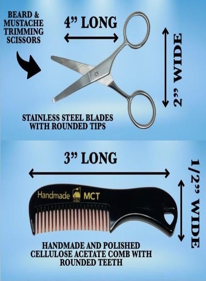 G.B.S 3n1 Professional Men's Beard and Mustache Trimming Styling 4" Scissors Beard Wood Comb and Mustache Comb - Image 5