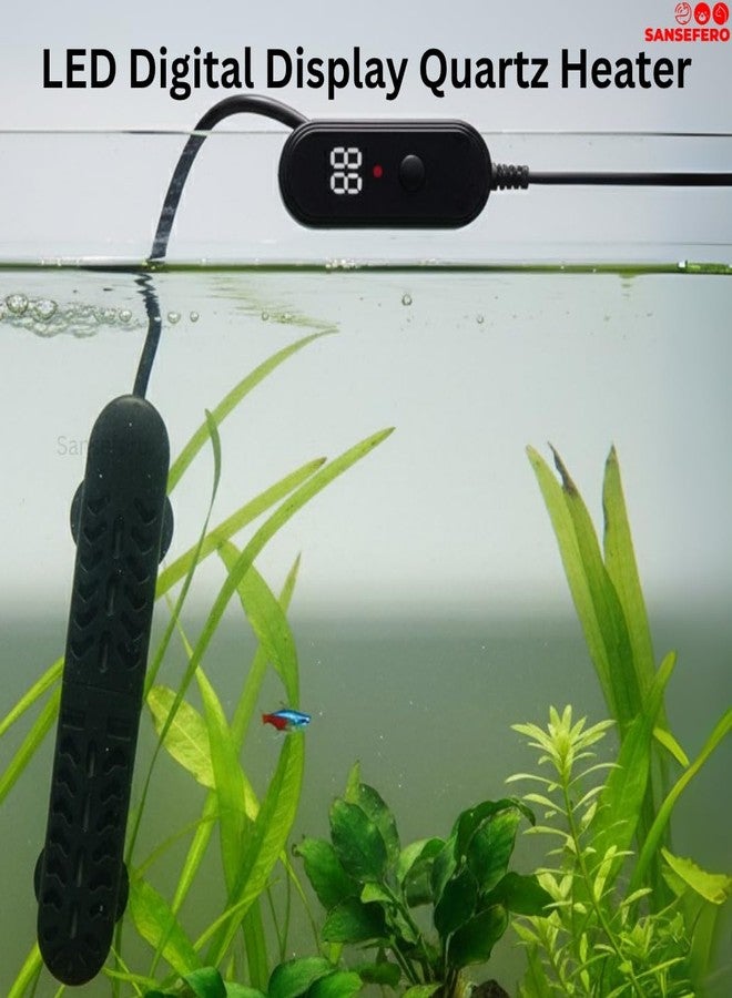 SANSEFERO سخان سانسيفيرو الرقمي لأحواض السمك مع شاشة عرض رقمية LED، سخان كوارتز غاطس لأحواض الأسماك والسلاحف، سخان مياه مناسب لأحواض تصل سعتها إلى 50 لترًا من الماء، 75 واط (RS-693). - Image 4