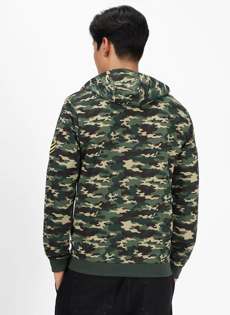 Urbano Fashion  Urbano Fashion Men's Green Cotton Camouflage Printed Hooded Neck Sweatshirt for Men | Best Price UAE