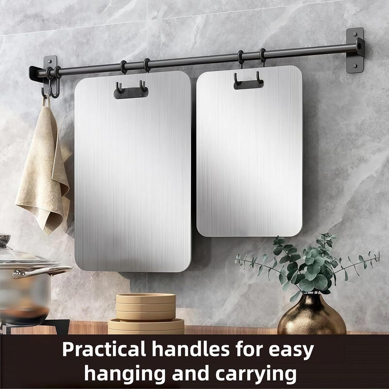 Lullaxx 3-Piece Cutting Board Set, 304 Stainless Steel Cutting Boards, Kitchen Cutting Boards, Double-Sided, Suitable For Cutting Meat, Seafood, Fruits, Vegetables, And Bread (45x30, 34x23, 30x20cm) - Image 3