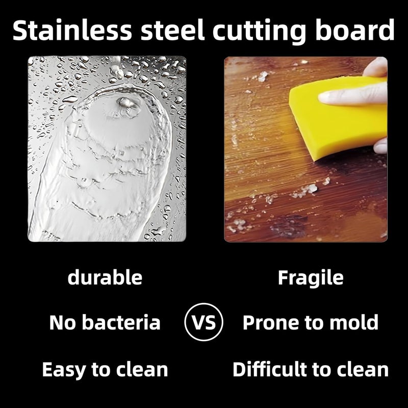 Lullaxx 3-Piece Cutting Board Set, 304 Stainless Steel Cutting Boards, Kitchen Cutting Boards, Double-Sided, Suitable For Cutting Meat, Seafood, Fruits, Vegetables, And Bread (45x30, 34x23, 30x20cm) - Image 5