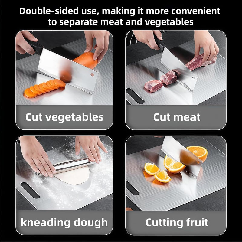 Lullaxx 3-Piece Cutting Board Set, 304 Stainless Steel Cutting Boards, Kitchen Cutting Boards, Double-Sided, Suitable For Cutting Meat, Seafood, Fruits, Vegetables, And Bread (45x30, 34x23, 30x20cm) - Image 4