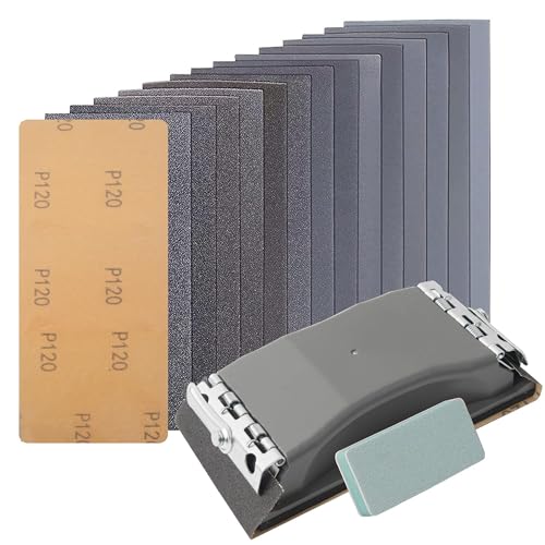 KENDO 44pcs Wet & Dry Sandpaper, 120 to 3000 Grit Sand Paper Assortment for Wood Furniture Finishing, Metal Sanding and Automotive Polishing,DIY Enthusiast - Image 1