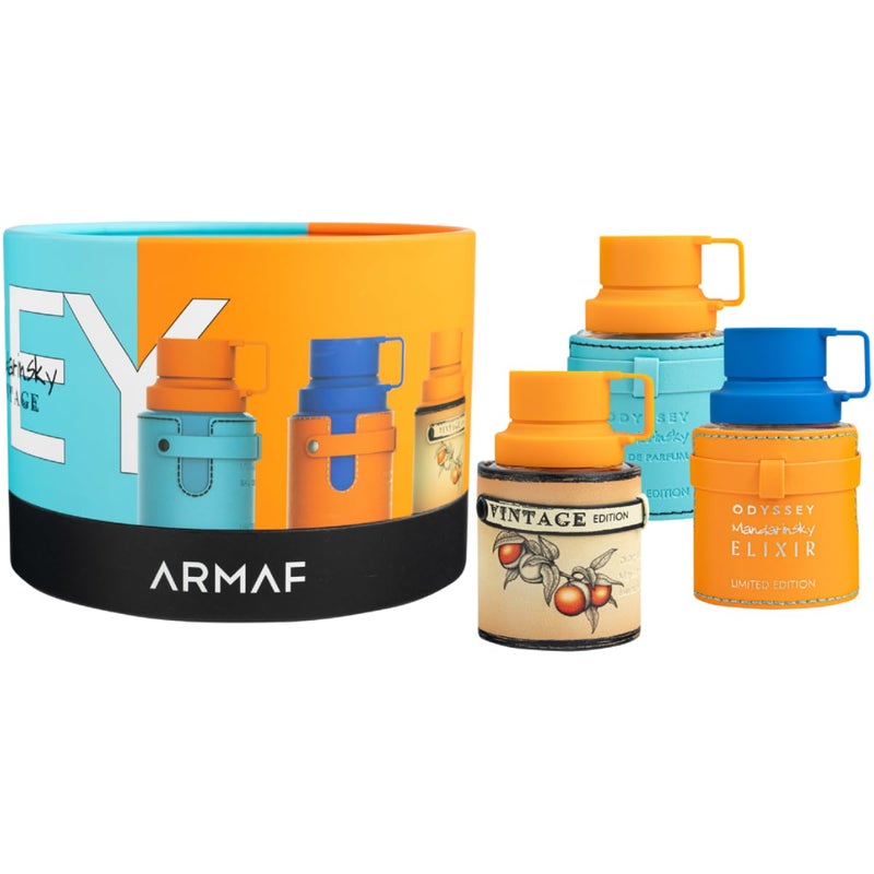 Armaf Wheel Of Odyssey Mandarin Sky Eau De Parfum Gift Set For Unisex 30ML |  Limited Edition + Elixir + Vintage | Perfumes For Men & Women | Citrus & Warm Amber Fragrance Sets - Image 1