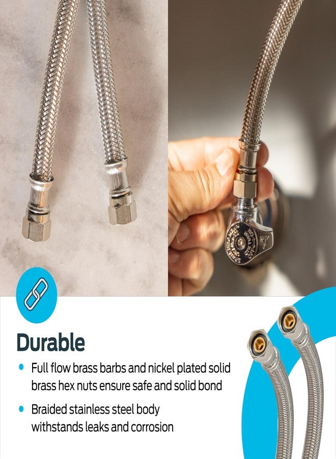 إيست مان وصلة صنبور من الفولاذ المقاوم للصدأ المضفر من إيستمان 48073، مقاس 3/8 بوصة، طول 12 بوصة - Image 5