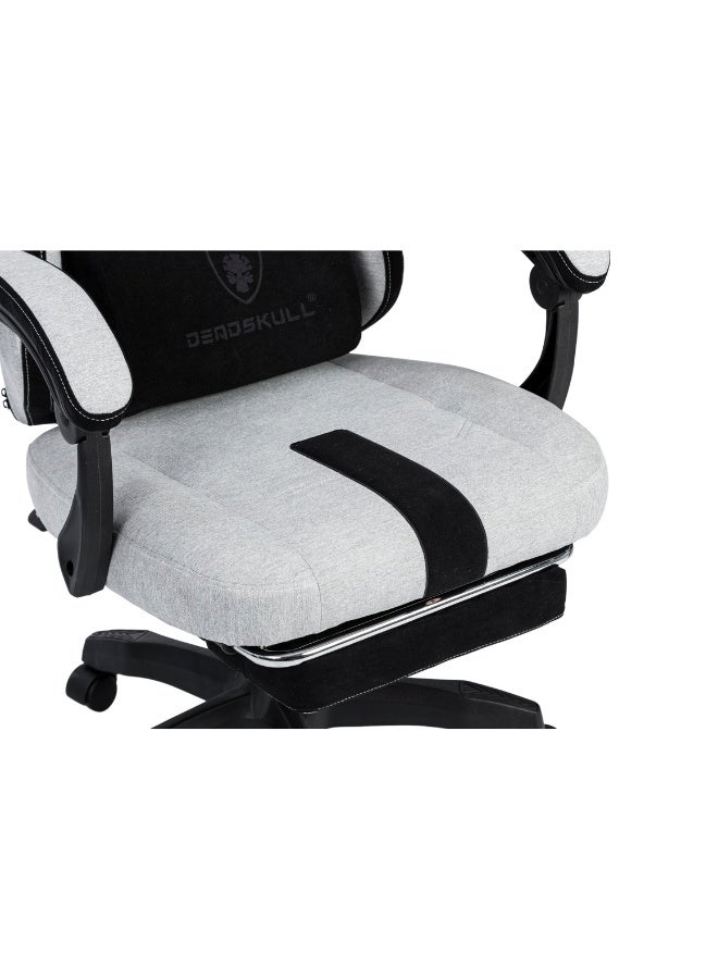 DEADSKULL Elite Gaming Chair  High-Back Comfort with Retractable Footrest & Ergonomic Support | Designed for eSports & Office Excellence Grey/Black - Image 5