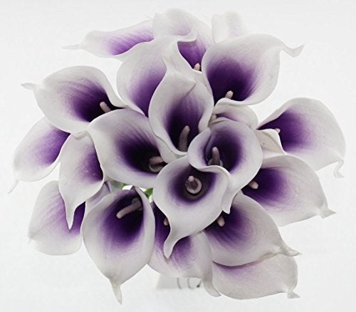 Wuudi 20pcs Calla Lily Bridal Wedding Bouquet Head Latex Real Touch Flower Bouquets(Purple) - Image 3