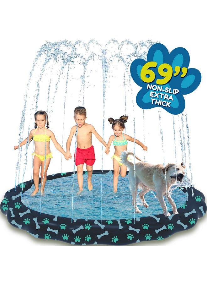 SplashEZ Non Slip Splash Pad For Kids & Dogs, 69’’ Extra Large Splash Pad Sprinkler For Kids, Dog Water Summer Toys - Great Outdoor Toys For Toddlers 1-3 And Kids Ages 4-8, Baby Pool For Backyard  - Image 1