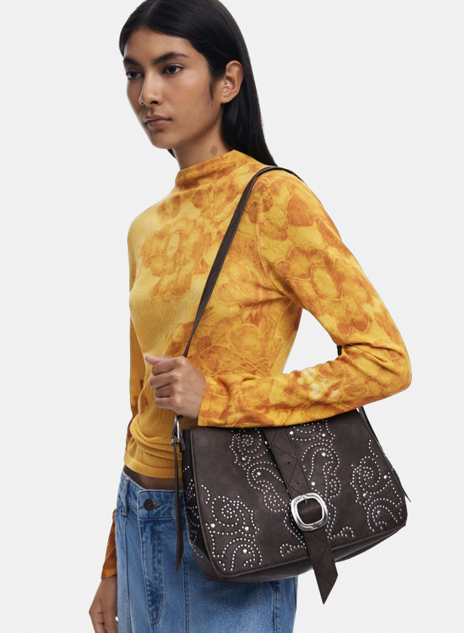 Medium faux leather buckle bag