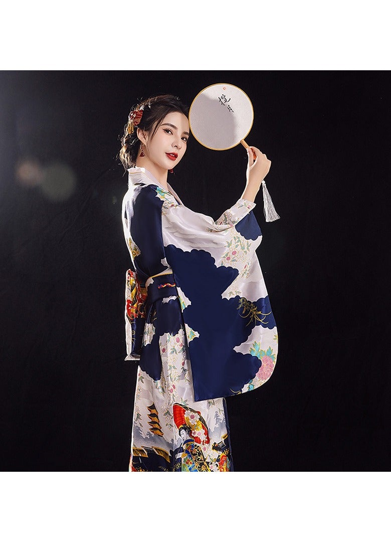New Japanese Kimono, Japanese Traditional Clothing for Nightgown, Bathrobe, Home Clothes, Ethnic Style Stage Performance Clothes(Does not include fan) - Image 3