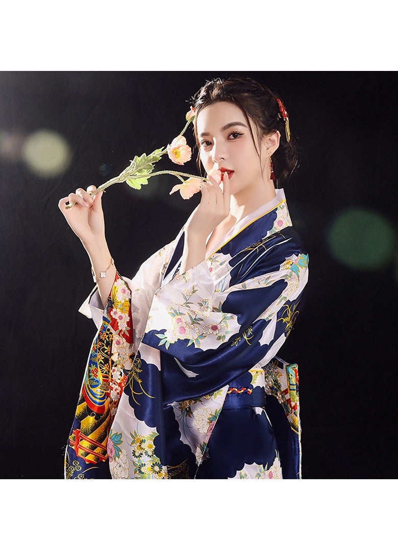 New Japanese Kimono, Japanese Traditional Clothing for Nightgown, Bathrobe, Home Clothes, Ethnic Style Stage Performance Clothes(Does not include fan) - Image 4