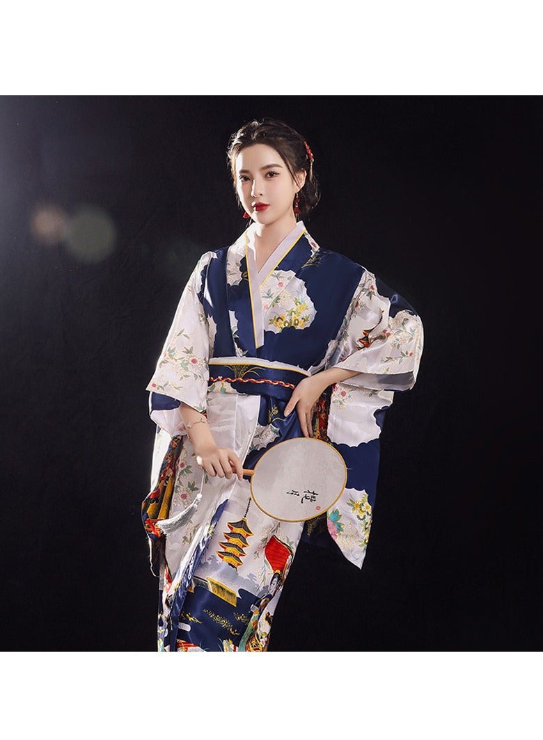 New Japanese Kimono, Japanese Traditional Clothing for Nightgown, Bathrobe, Home Clothes, Ethnic Style Stage Performance Clothes(Does not include fan) - Image 2