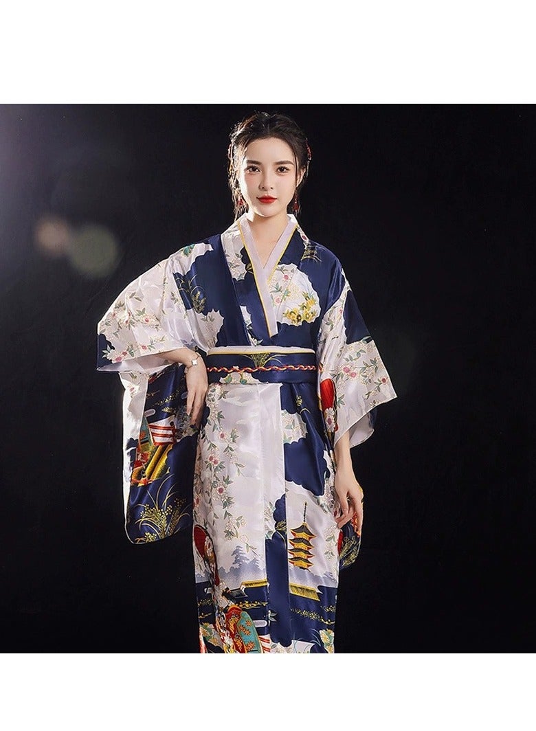 New Japanese Kimono, Japanese Traditional Clothing for Nightgown, Bathrobe, Home Clothes, Ethnic Style Stage Performance Clothes(Does not include fan) - Image 1