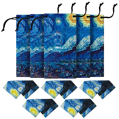 PG6 5 Pcs Microfiber Case Pouch Bag Glasses Sunglasses Case with 5 Pcs Matching Cleaning Cloth - Image 1