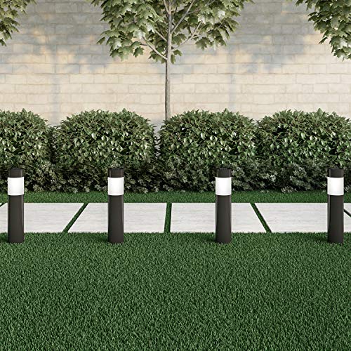 Pure Garden Solar Path Bollard Lights Set of 615 Stainless Steel Outdoor Stake Lighting for Garden Landscape Yard Driveway Walkway Black White Lights