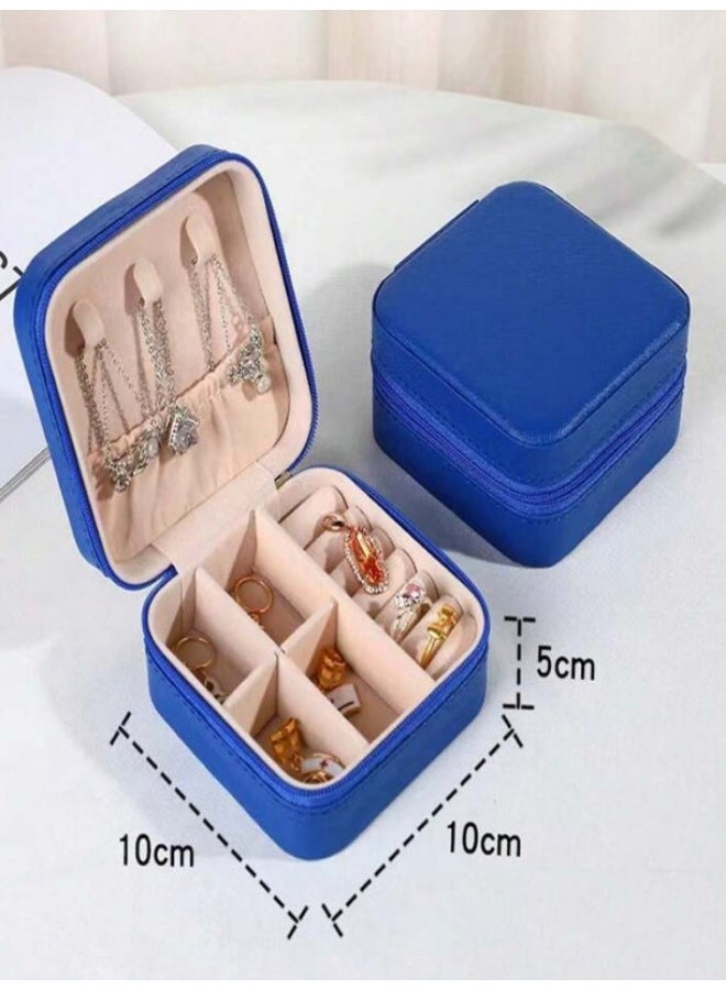 Small Leather Jewelry Box Easy Carry Jewelry Ring Organizer Gift Box for Girls Women - Jewelry Case Box Makeup Cosmetic Organizer for Women - Holder for Necklaces Earrings Bracelets Rings Accessories Organizer, Jewelry Box for Earrings Bracelets Rings Necklaces Storage Jewelry Box Organizer Jewelry Box Case for Accessories Makeup, Accessories Organizer Gold Silver Accessories Organizer - Small Travel Jewelry Box PU Leather Bag Organizer Portable Display for Women for Necklaces Earrings Rings Accessories  - Image 3
