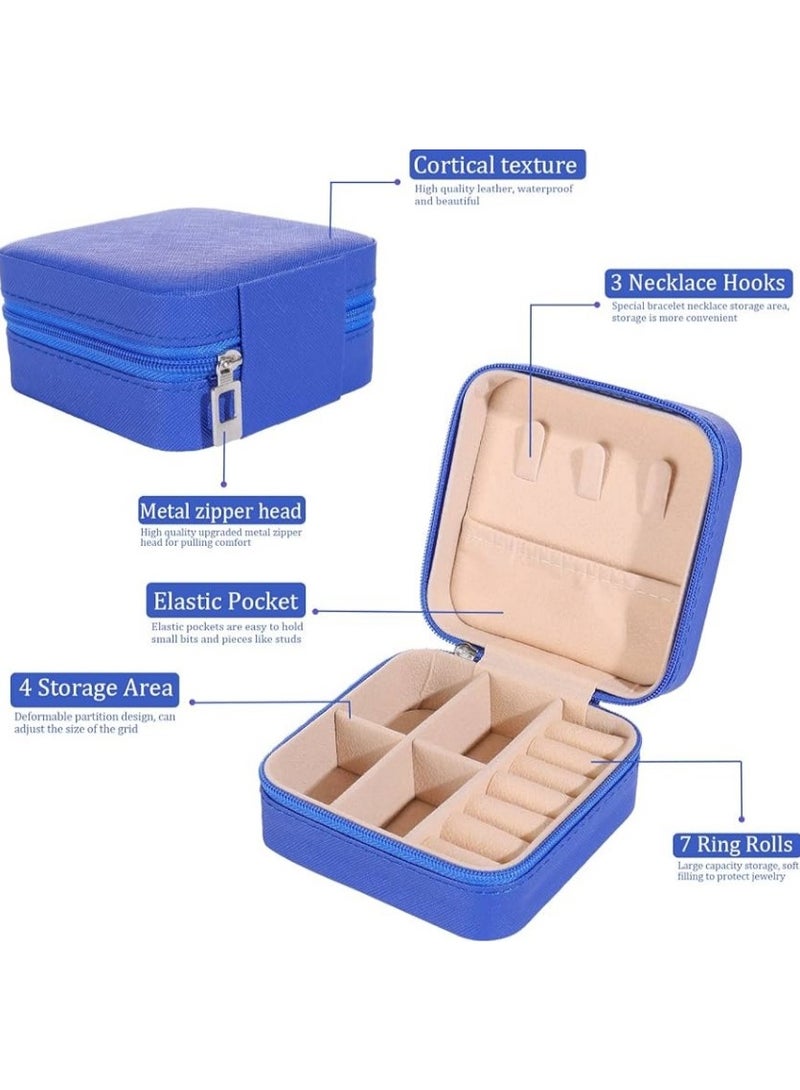 Small Leather Jewelry Box Easy Carry Jewelry Ring Organizer Gift Box for Girls Women - Jewelry Case Box Makeup Cosmetic Organizer for Women - Holder for Necklaces Earrings Bracelets Rings Accessories Organizer, Jewelry Box for Earrings Bracelets Rings Necklaces Storage Jewelry Box Organizer Jewelry Box Case for Accessories Makeup, Accessories Organizer Gold Silver Accessories Organizer - Small Travel Jewelry Box PU Leather Bag Organizer Portable Display for Women for Necklaces Earrings Rings Accessories  - Image 5