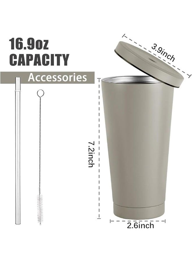 Arabest 16.9oz Stainless Steel Tumbler with a Cleaning Brush and a Straw, Modern Insulated Travel Mug with Vacuum Insulation, Durable Stainless Steel Coffee Mug  - Image 3
