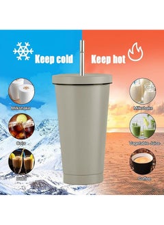 Arabest 16.9oz Stainless Steel Tumbler with a Cleaning Brush and a Straw, Modern Insulated Travel Mug with Vacuum Insulation, Durable Stainless Steel Coffee Mug  - Image 5