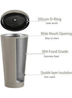 Arabest 16.9oz Stainless Steel Tumbler with a Cleaning Brush and a Straw, Modern Insulated Travel Mug with Vacuum Insulation, Durable Stainless Steel Coffee Mug  - Image 4