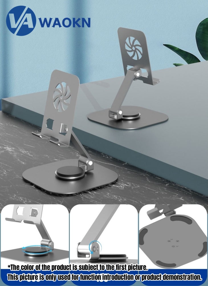 WAOKN Latest Foldable Phone Stand Mobile Phone and Tablet Holder with Adjustable Height and 360 Degree Rotation MultiFunctional Anti Slip and Stable Metal Shaft Phone Holder Suitable for Multiple Scenarios - Image 4