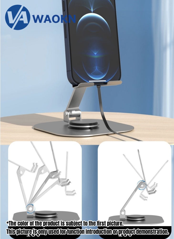 WAOKN Latest Foldable Phone Stand Mobile Phone and Tablet Holder with Adjustable Height and 360 Degree Rotation MultiFunctional Anti Slip and Stable Metal Shaft Phone Holder Suitable for Multiple Scenarios - Image 5