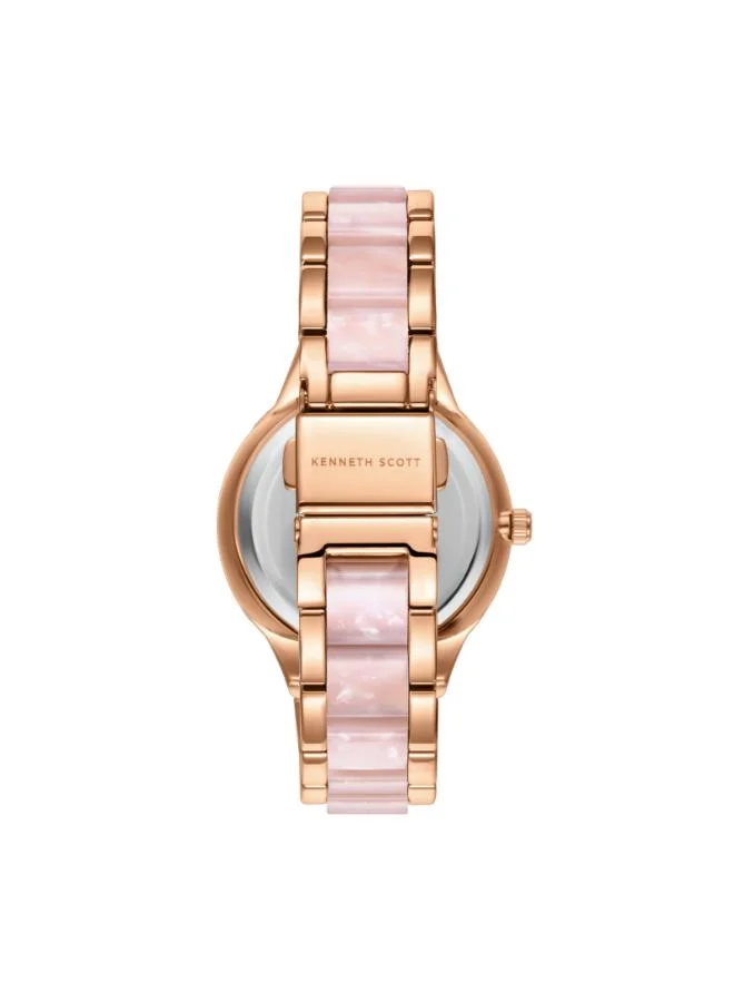 كينيث سكوت Women's Alloy and Acetate Plastic Multi Function Watch K24604-RCPP - 10.3 mm