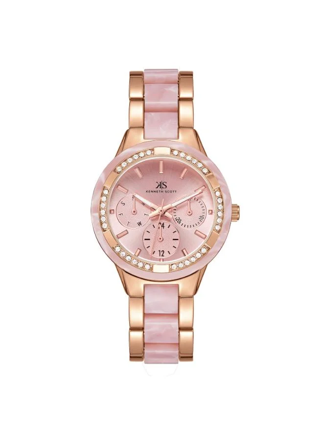 KENNETH SCOTT Women's Alloy and Acetate Plastic Multi Function Watch K24604-RCPP - 10.3 mm