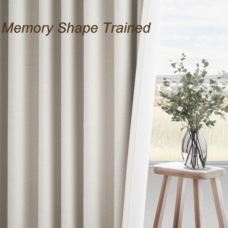 Topfinel Cream Linen Blackout Curtains 84 Inch Long for Bedroom Living Room, Ivory Pinch Pleat Back Tab Full Blackout Drapes Farmhouse Boho Curtains for Window, White Neutral Curtains 52" X 84" 7 FT - Image 4