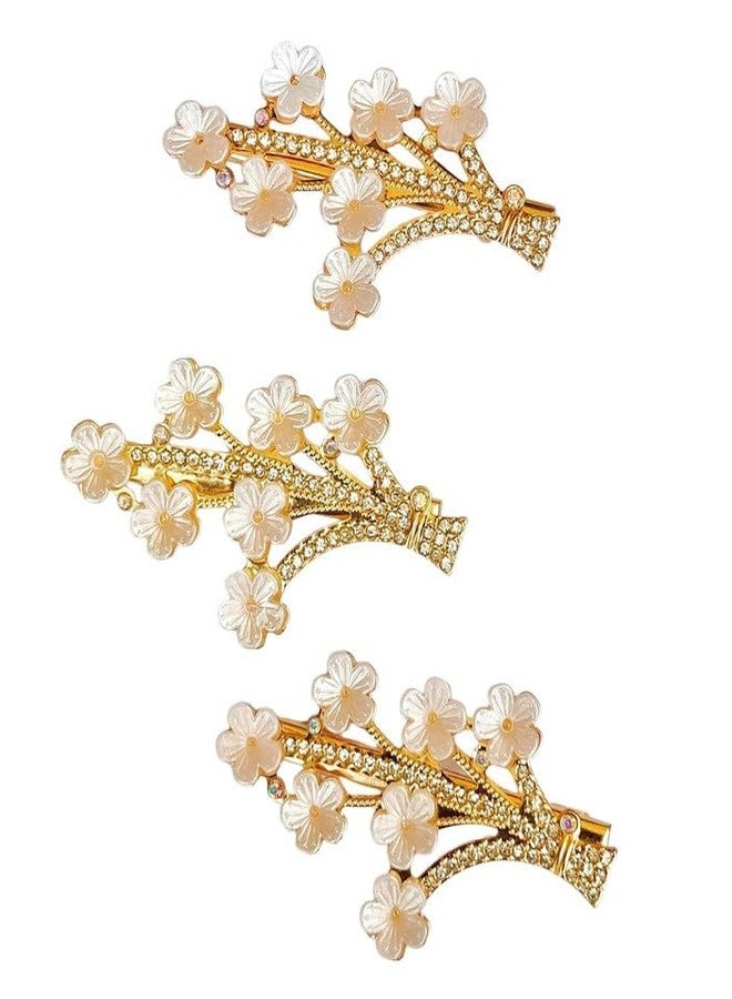 YANWENX Bridal Wedding Hair Pins Gold Crystal Headpiece Beads Hair Clip Bridal Hair Accessories for Women and Girls (Pack of 3) - Image 1