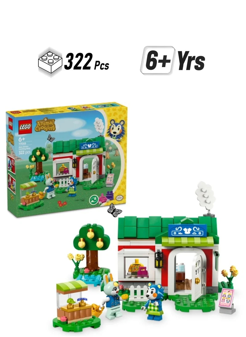 ليغو Animal Crossing Able Sisters Clothing Shop Playset, Building Toy Set with 2 Characters to Inspire Creative Role Play, Birthday Gift for 6 Plus Year Old Girls, Boys and Gamers 77055 (322 pieces)