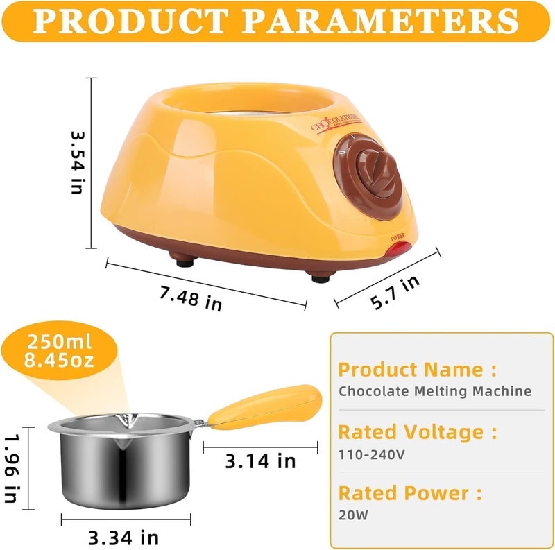 YelaJoy Chocolate Melting Pot Set - 25W Electric Melter with Keep Warm & Dipping Function, Removable 250ml Pot - Perfect for Melting Chocolate, Butter, Cheese & Beeswax - DIY Parties, Desser - Image 2