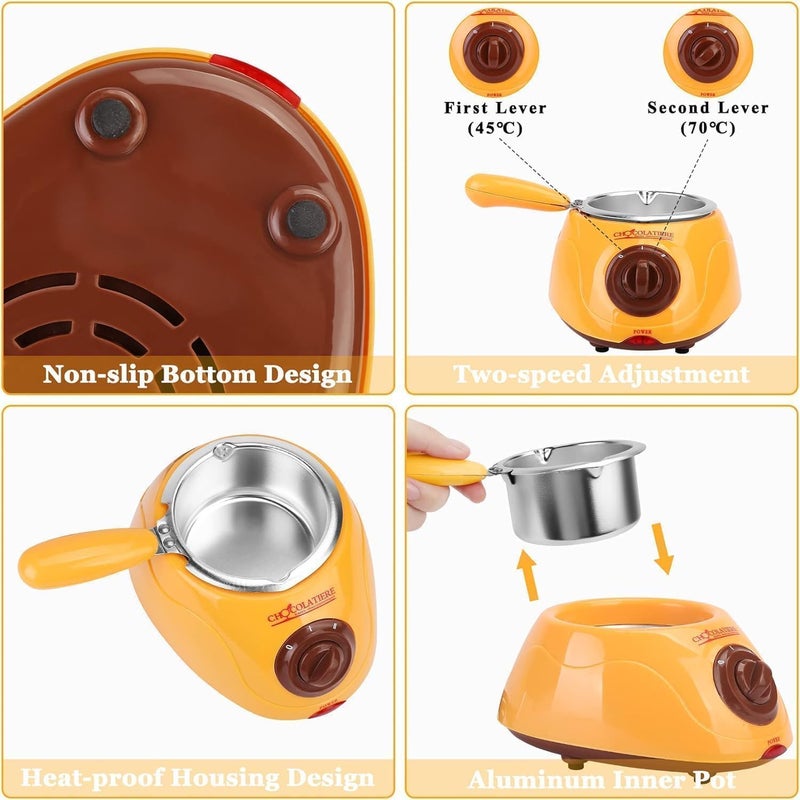 YelaJoy Chocolate Melting Pot Set - 25W Electric Melter with Keep Warm & Dipping Function, Removable 250ml Pot - Perfect for Melting Chocolate, Butter, Cheese & Beeswax - DIY Parties, Desser - Image 4