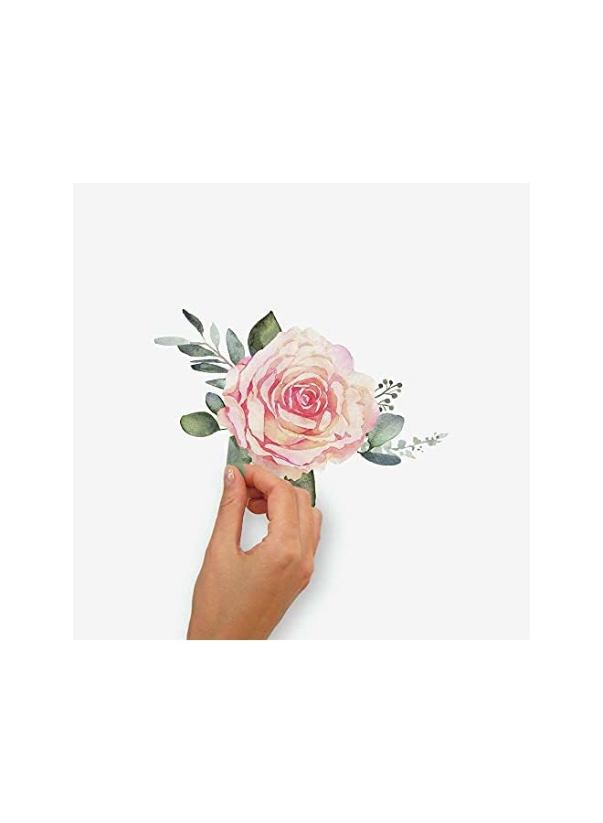 RoomMates Roses Peel And Stick Giant Wall Decals | Pink And Green Wall Stickers - Image 4