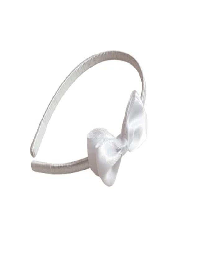 Belleza Crafting with Creativity Handmade Double Layer White Color Small Bow Hairband for Girls/Women SMBH Pattern2 (Pack of 1) - Image 1