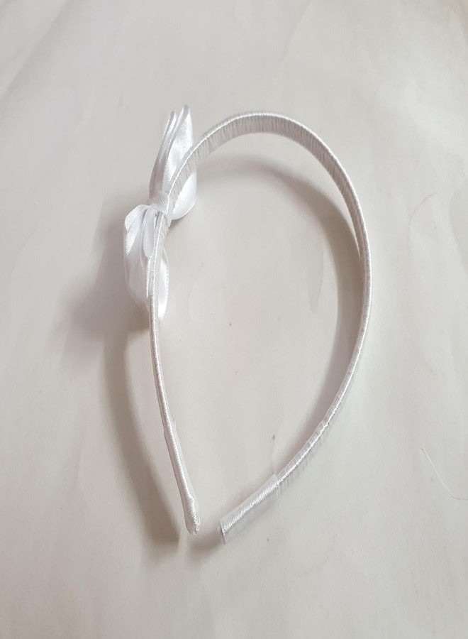 Belleza Crafting with Creativity Handmade Double Layer White Color Small Bow Hairband for Girls/Women SMBH Pattern2 (Pack of 1) - Image 3