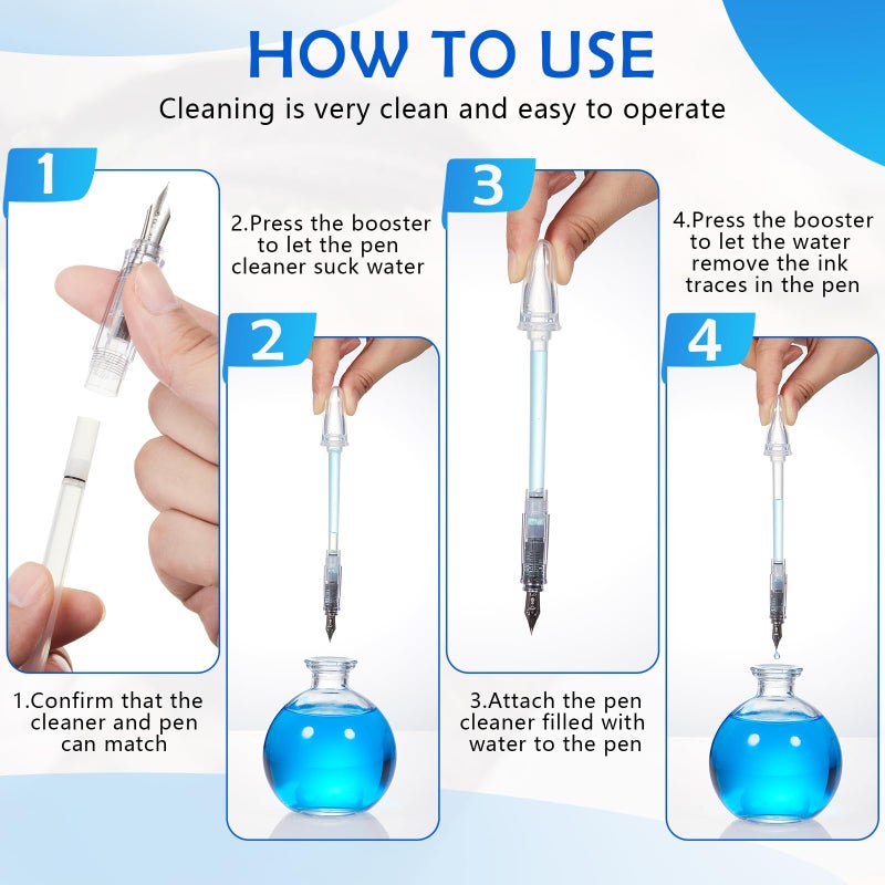 Gilprop Fountain Pen Cleaning Kit, New Efficient Pen Nibs Cleaner, Suitable for Cleaning Standard Size Fountain Pens(5.6mm) - Image 4