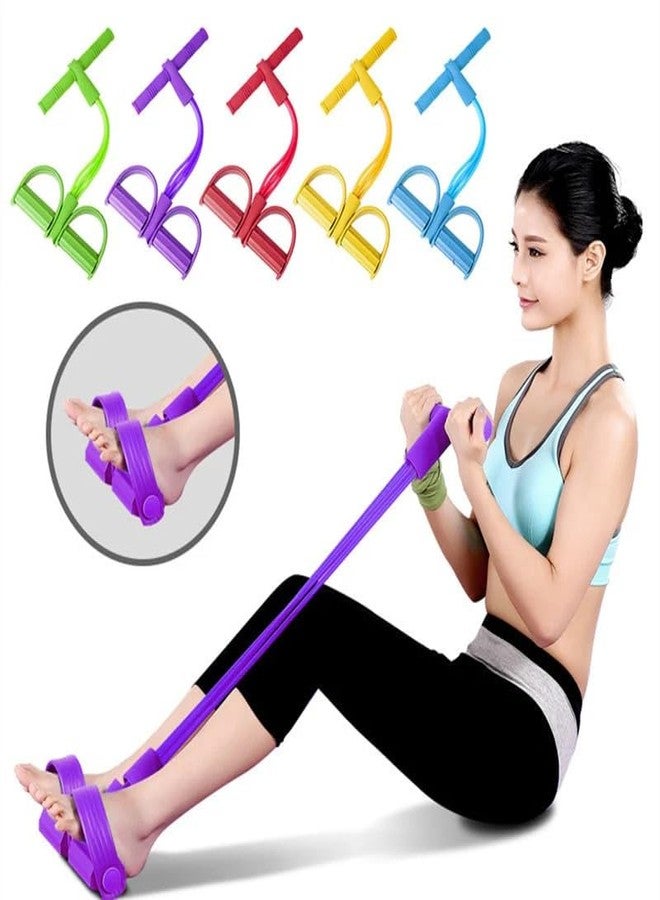PURCHASE ZONE® Multifunction Tension Rope, 4-Tube Elastic Yoga Pedal Puller Resistance Band, Natural Latex Tension Rope Fitness, for Abdomen/Waist/Arm [ Multicolor, Pack of 1 ] - Image 2